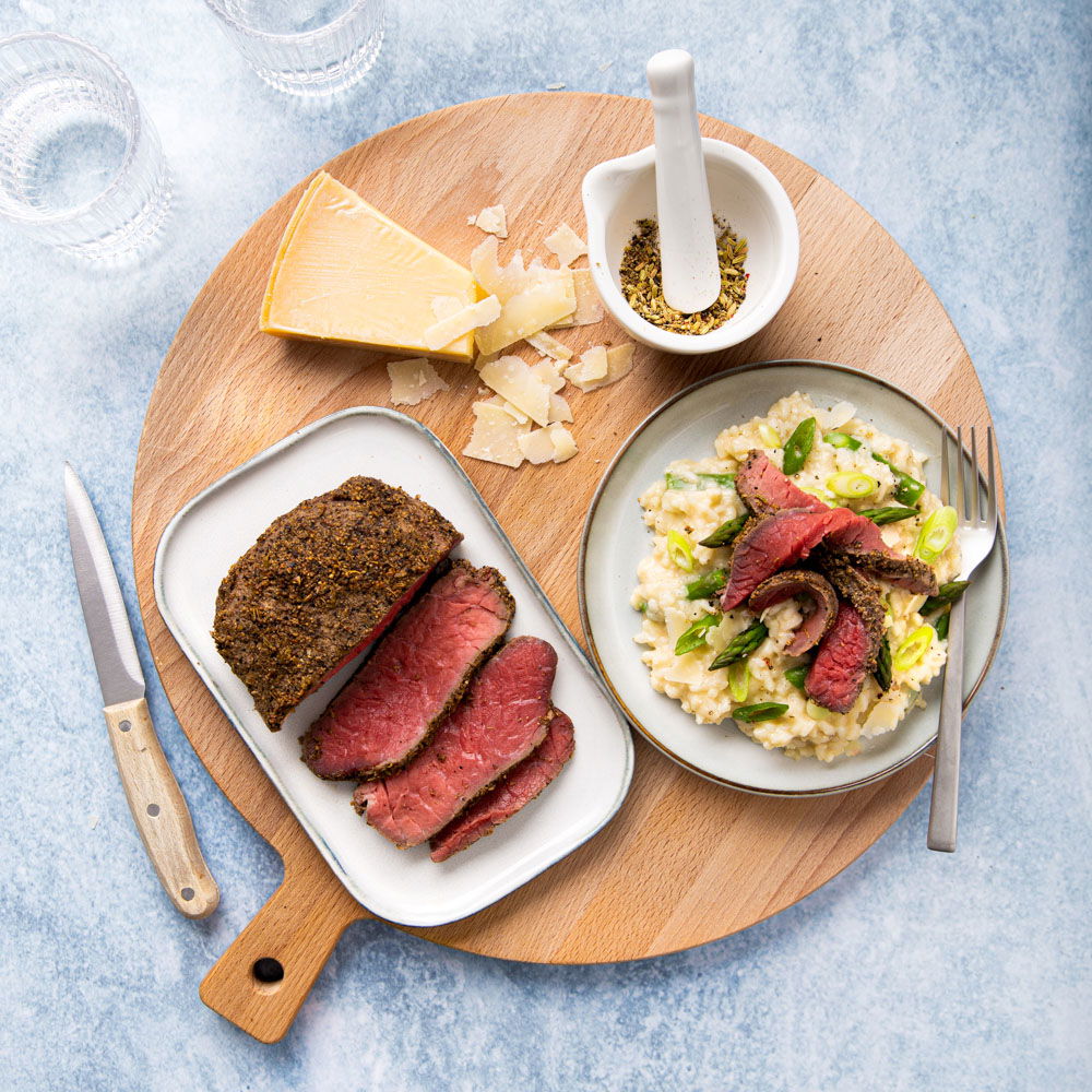 Rosbief_met_peperkorst_en_risotto
