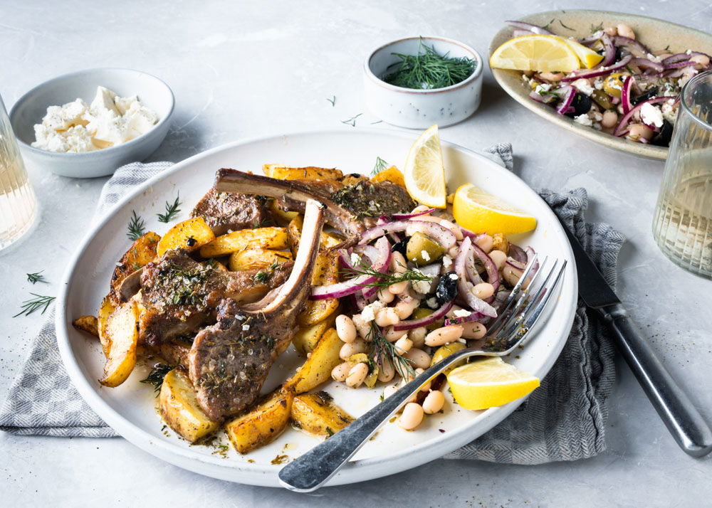 Grieks lamsvlees met bonensalade