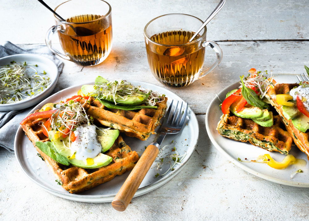 Spinaziewafels met avocado