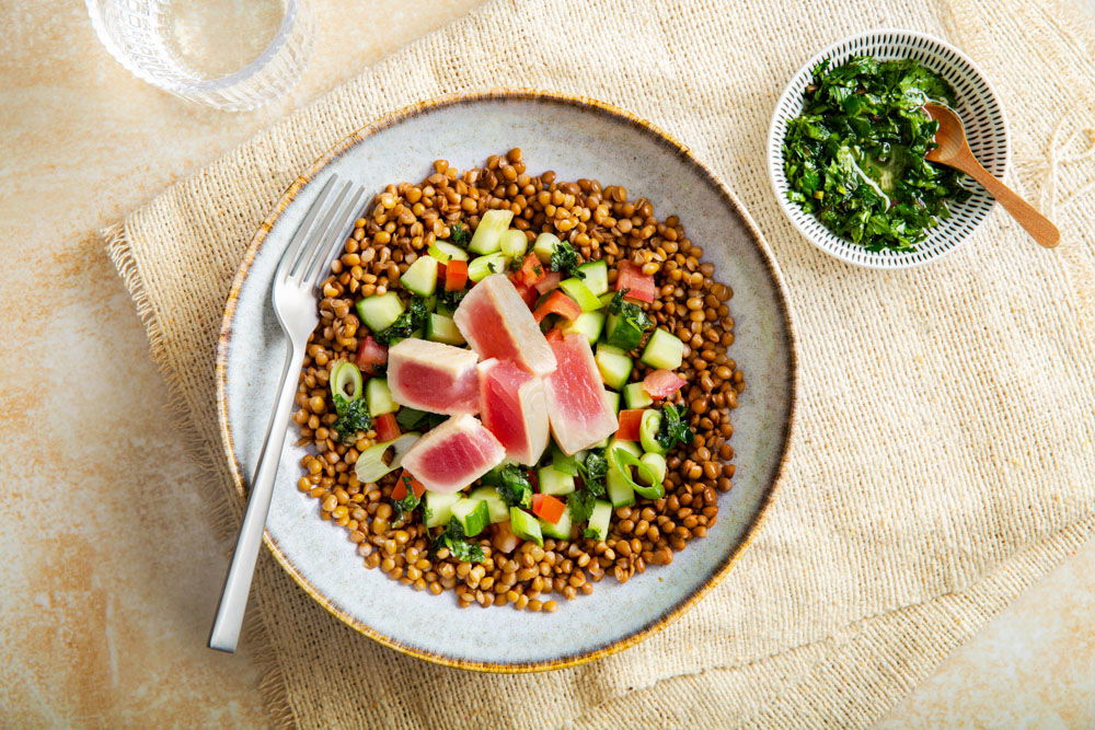 Tabouleh met linzen en tonijn