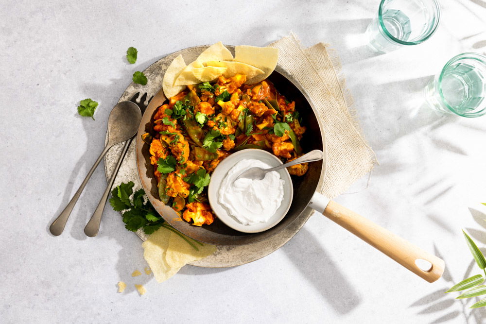 Vegan butter chicken van bloemkool