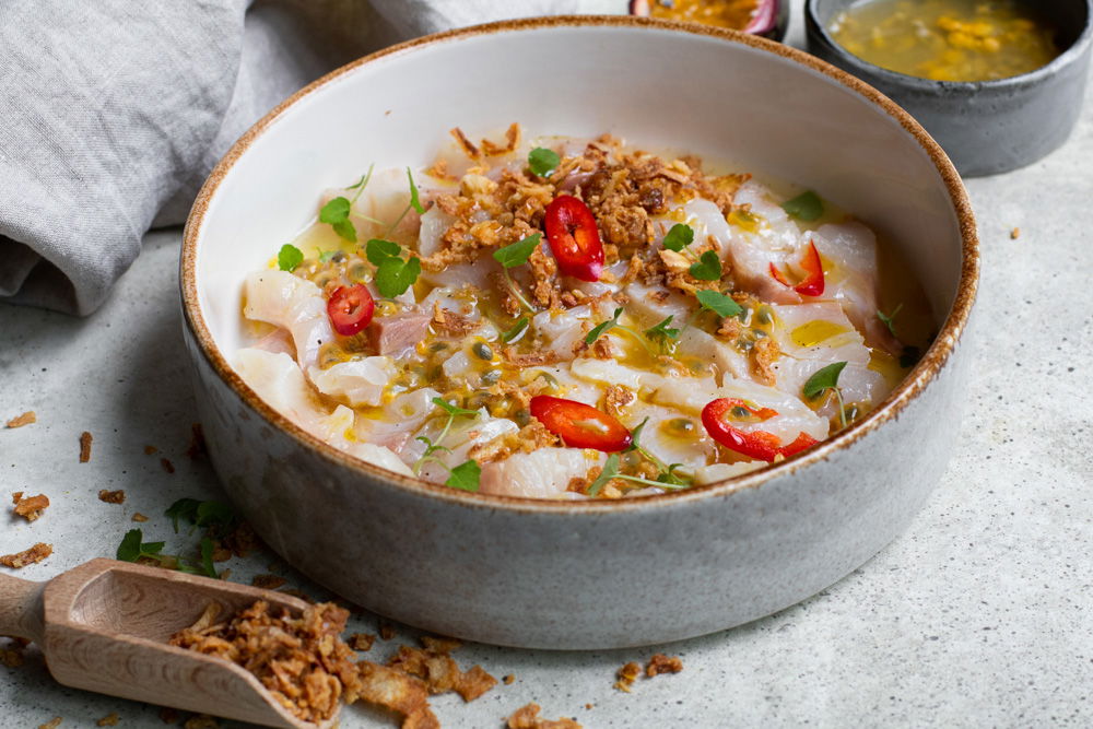 Ceviche in limoncello tijgermelk