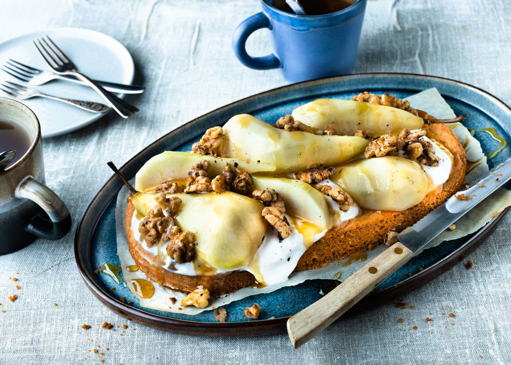 Peren slof met kokosyoghurt