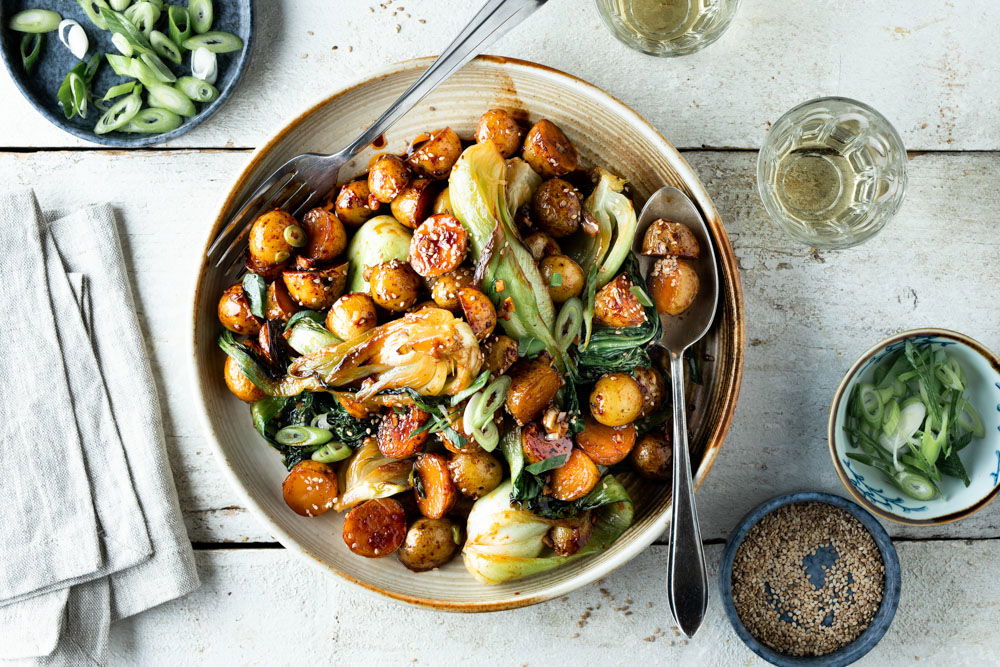 Asian honey garlic potatoes