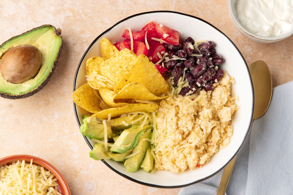 Taco bowl met bloemkoolrijst