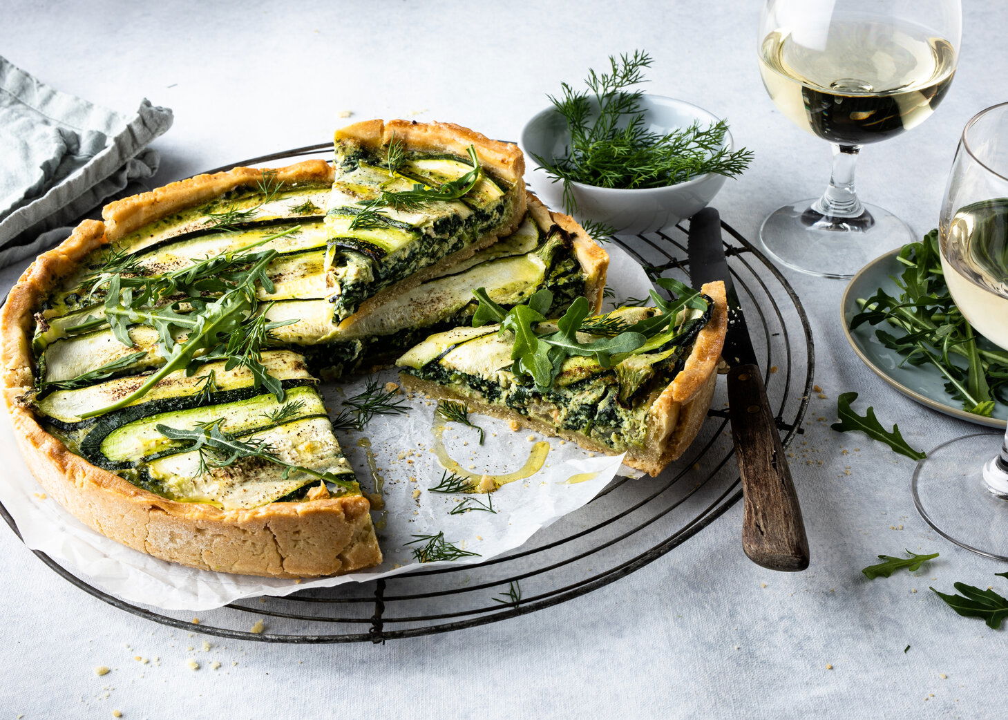 spinazie courgette quiche