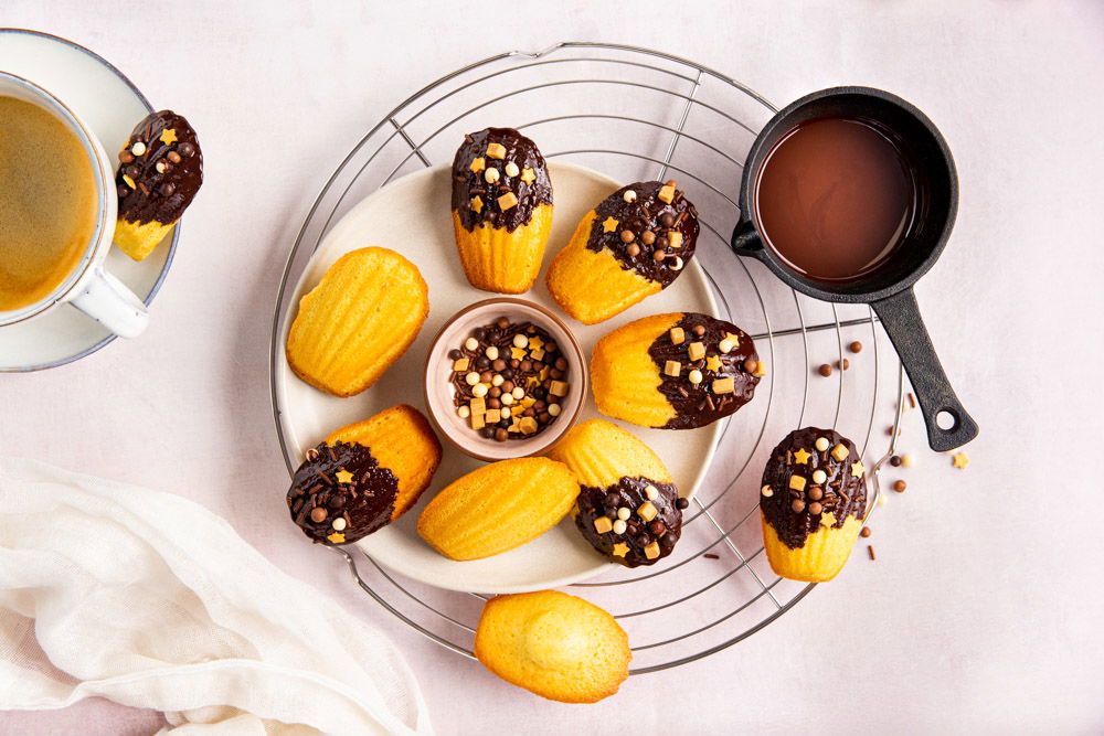 Madeleines met pure chocolade