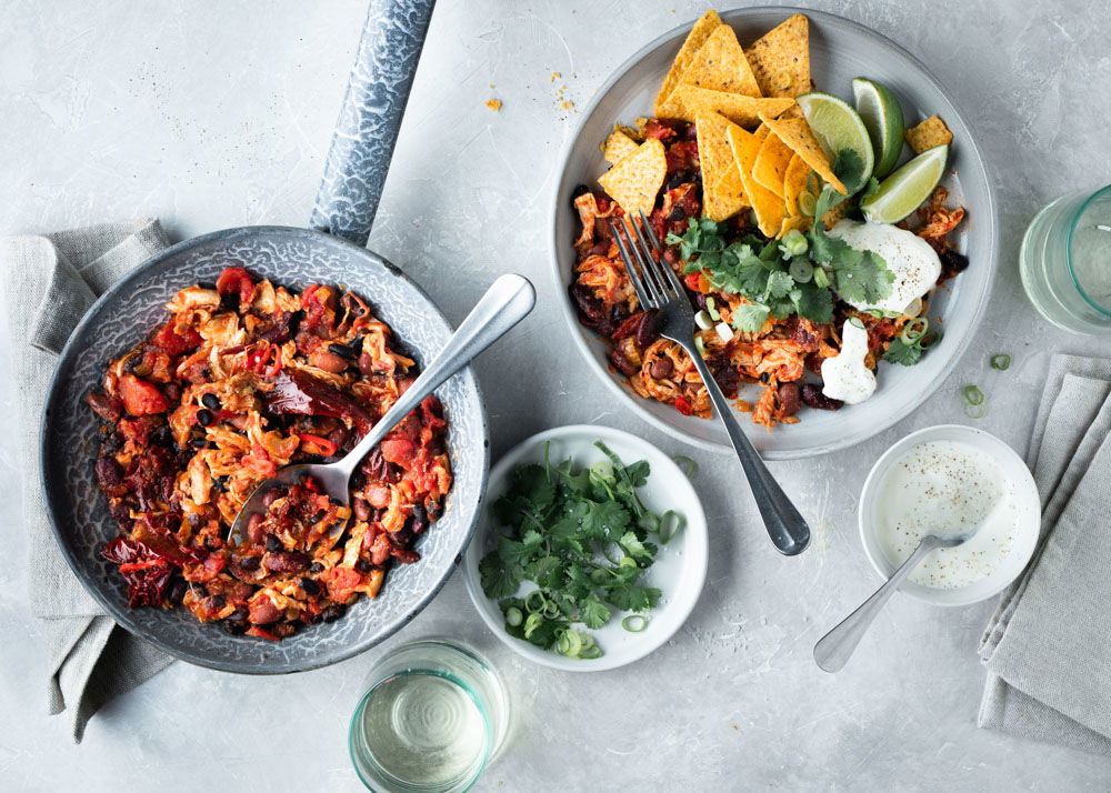 Pittige kip chili met bonen