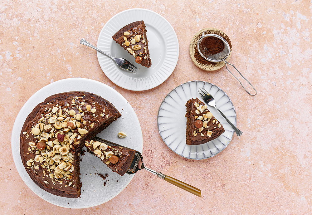 chocoladecake met hazelnoten