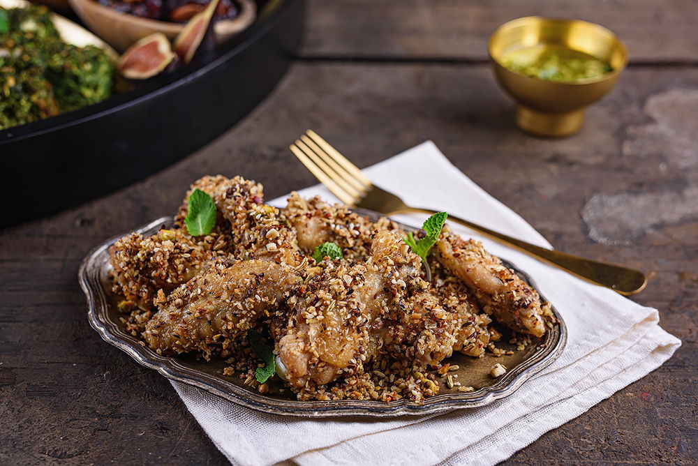 Krokante kipkluifjes met dukkah