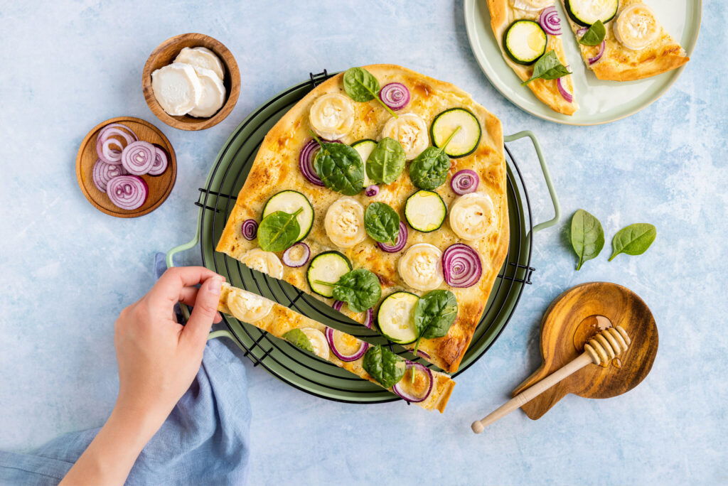 flammkuchen geitenkaas en spinazie