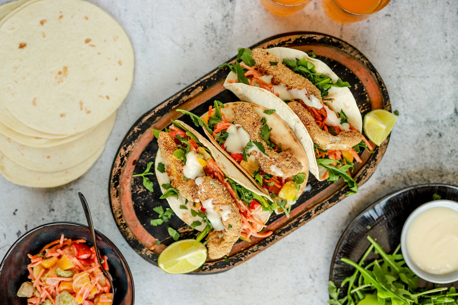 tacos met krokante avocado