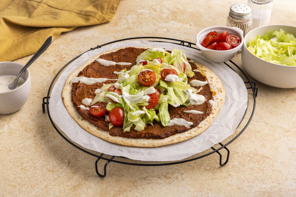 vegetarische turkse pizza aubergine