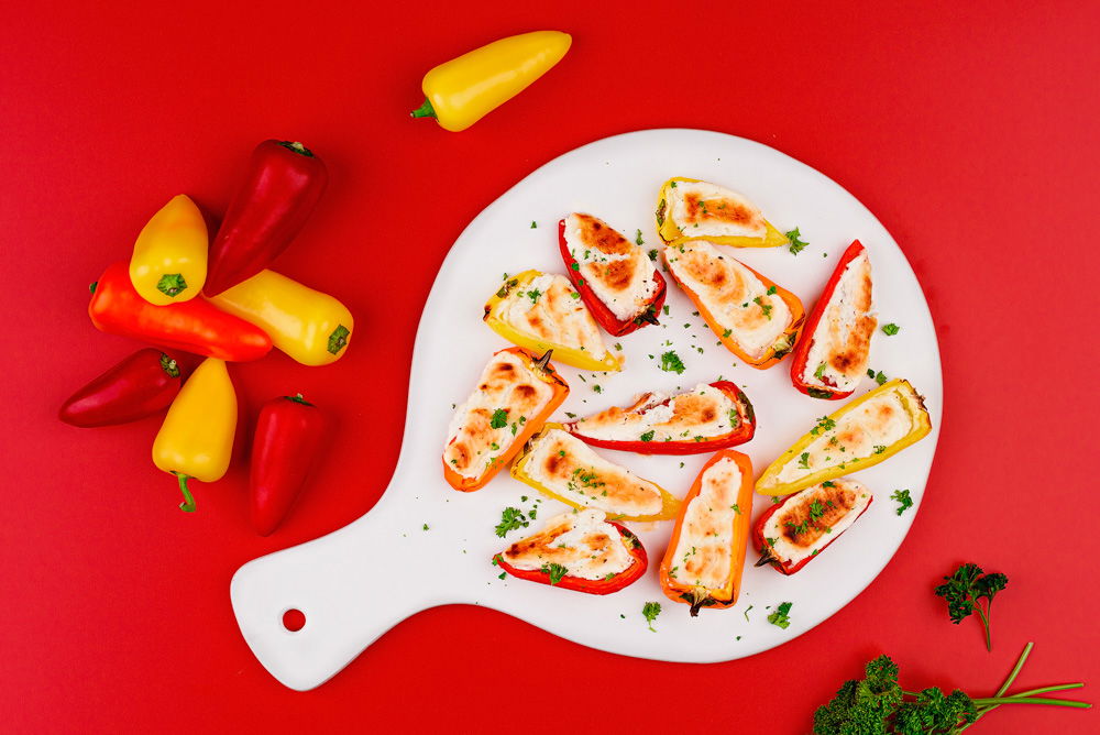 Gevulde snackpaprika’s met geitenkaas
