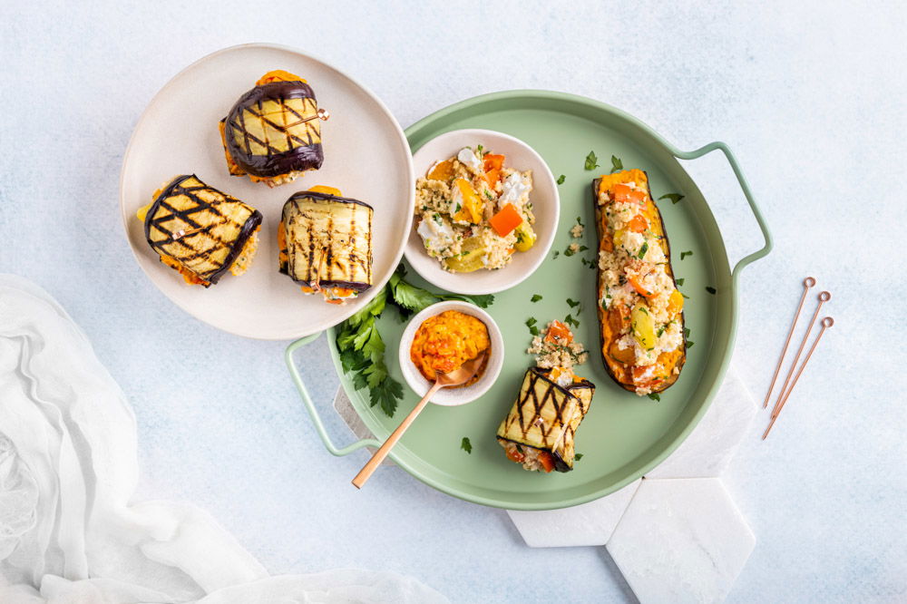 Gevulde auberginerolletjes