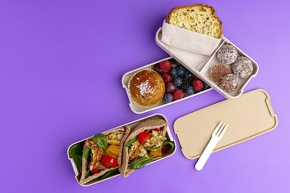 Lunchbox Gevulde pita en banaan muffin