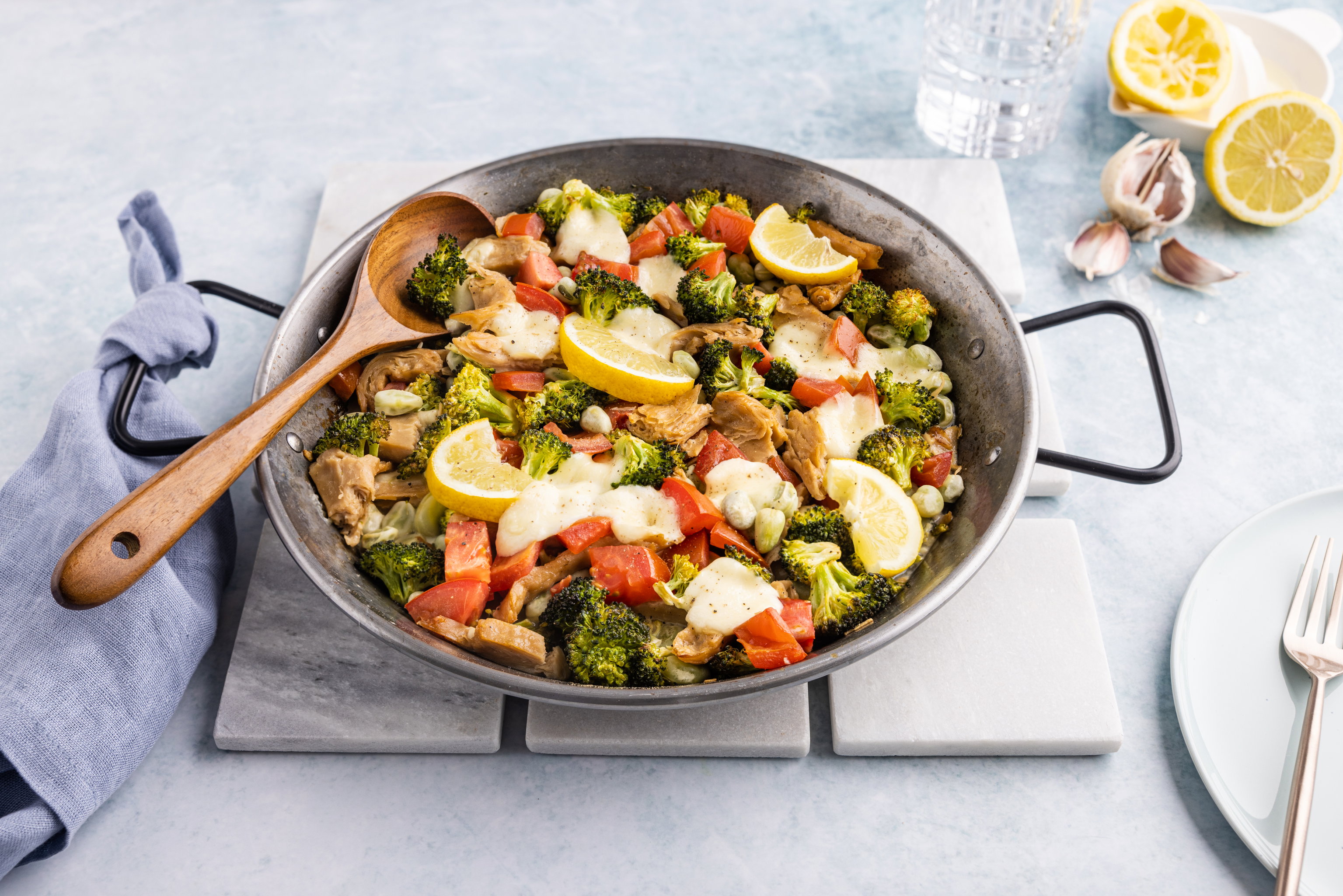 traybake met vegetarische kipstuckjes
