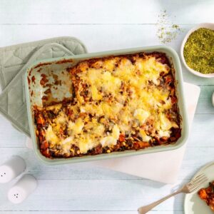 Lasagne met zoete aardappel, spinazie en pijnboompitten