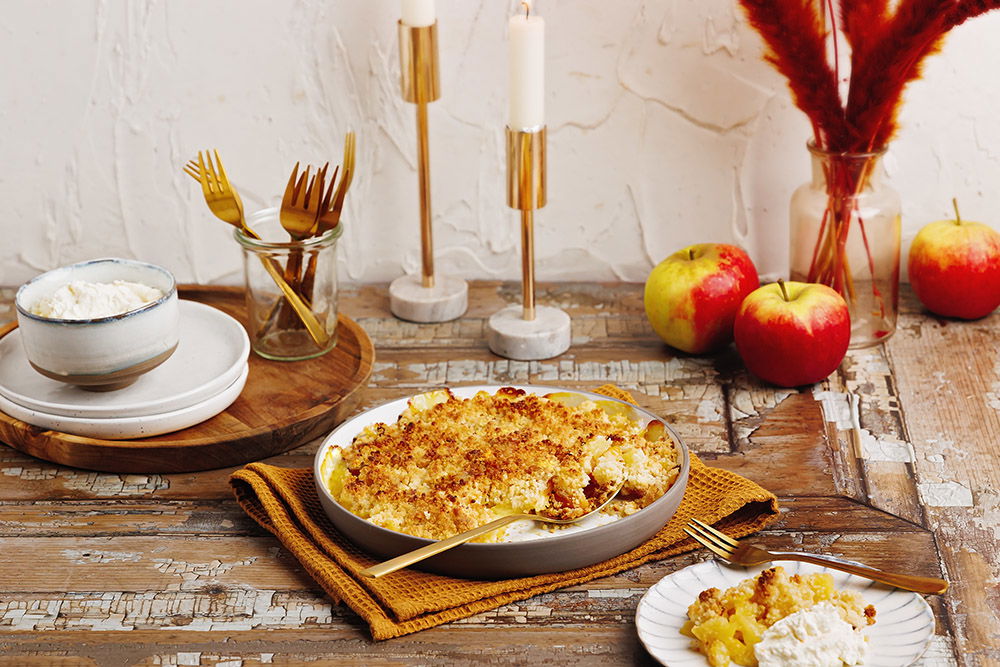 Appelcrumble Met Triple Sec En Mascarpone Crème