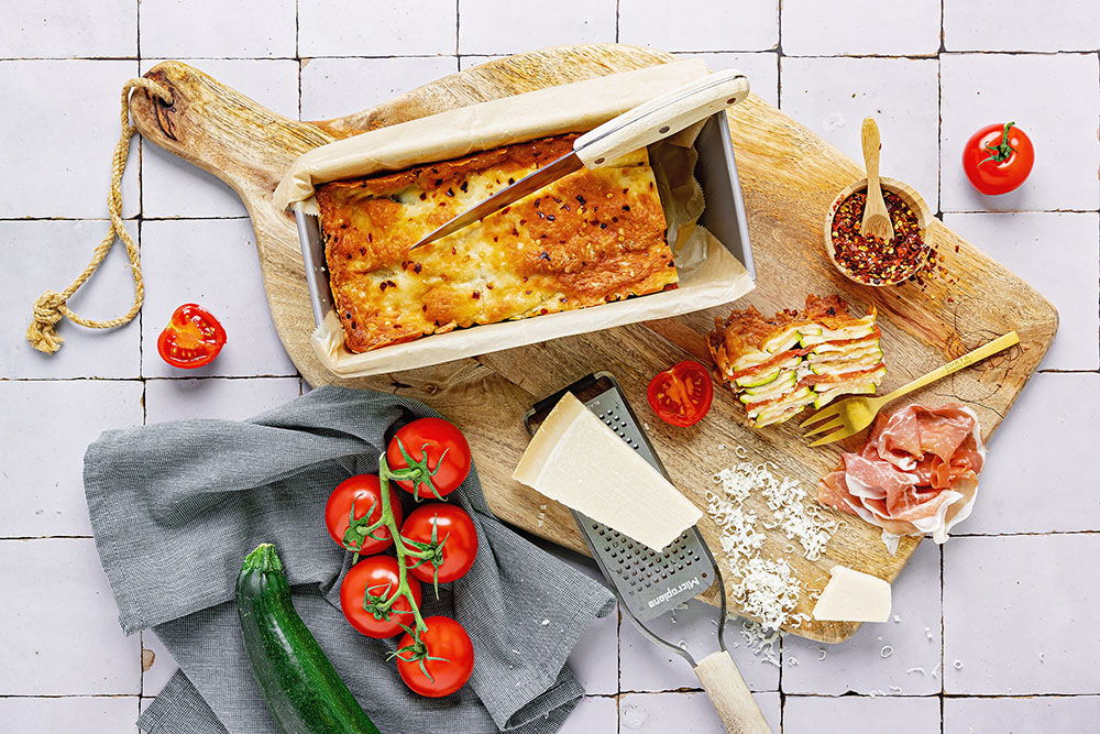 Courgettelasagne Met Gedroogde Ham