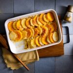 Ovenschotel met aardappel, pompoen en zuurkool