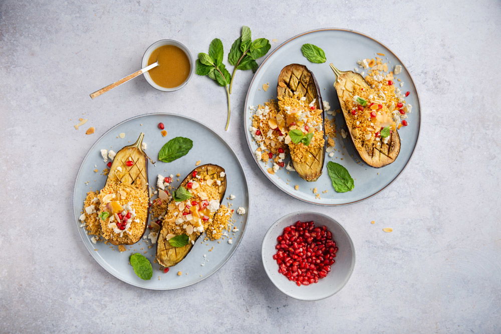 Geroosterde Aubergine Met Couscous En Feta