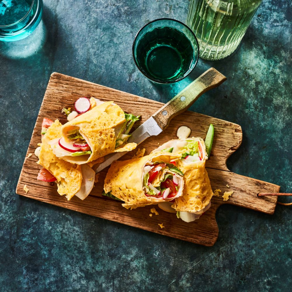 Wraps van Beemster 30+ Belegen gevuld met kip en knapperige groenten