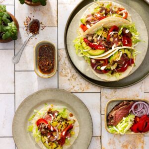 Beef chimichurri taco met gegrilde groenten