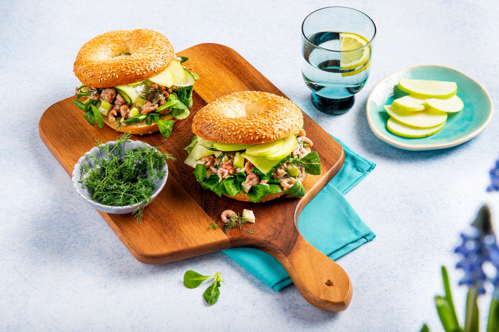 Bagel met Hollandse garnalen salade