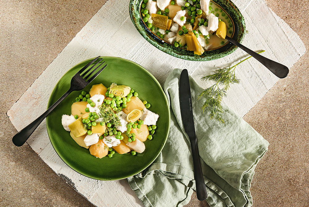 Gestoofde Prei Met Aardappel En Kabeljauw