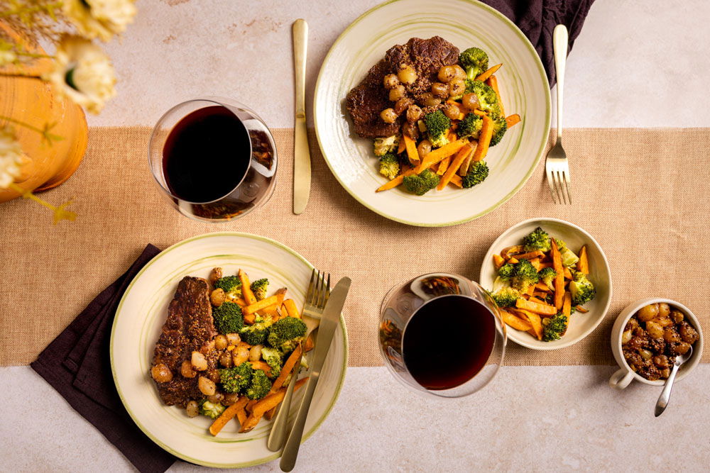 Gestoofde Sukadelappen Met Zoete Aardappelfriet