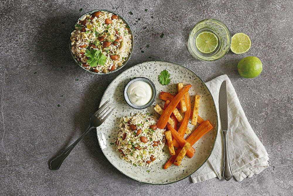 Notenrijst Met Borlottibonen En Geroosterde Groenten