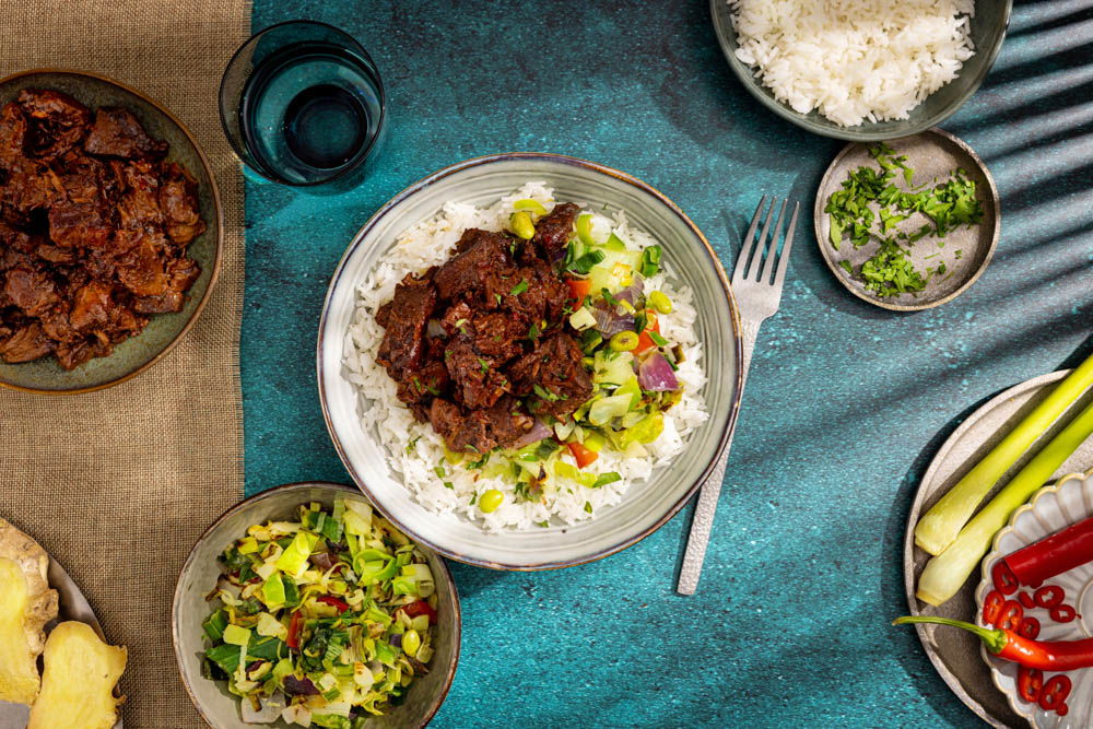 Pittige Sukadevlees Met Rijst