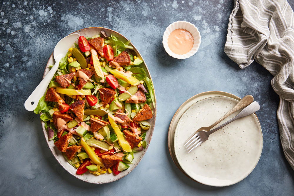 Mexicaanse salade met meatless burger