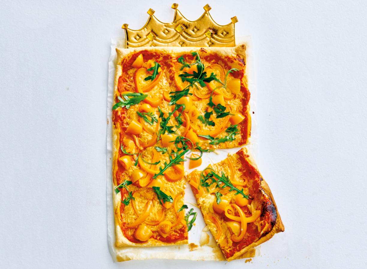 Oranje plaatpizza