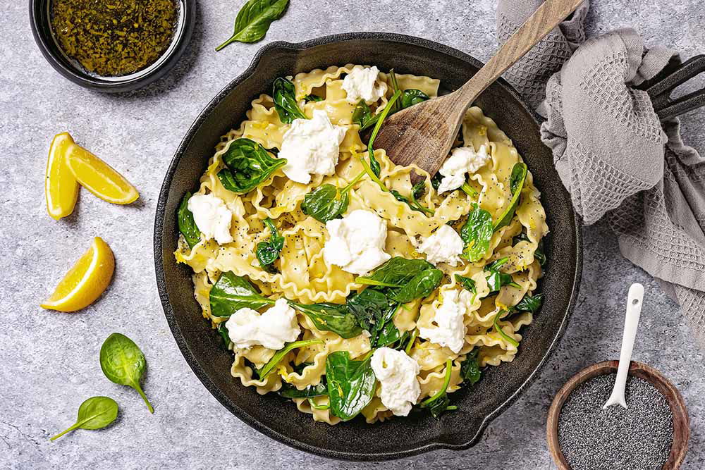 pasta met spinazie en citroenboter