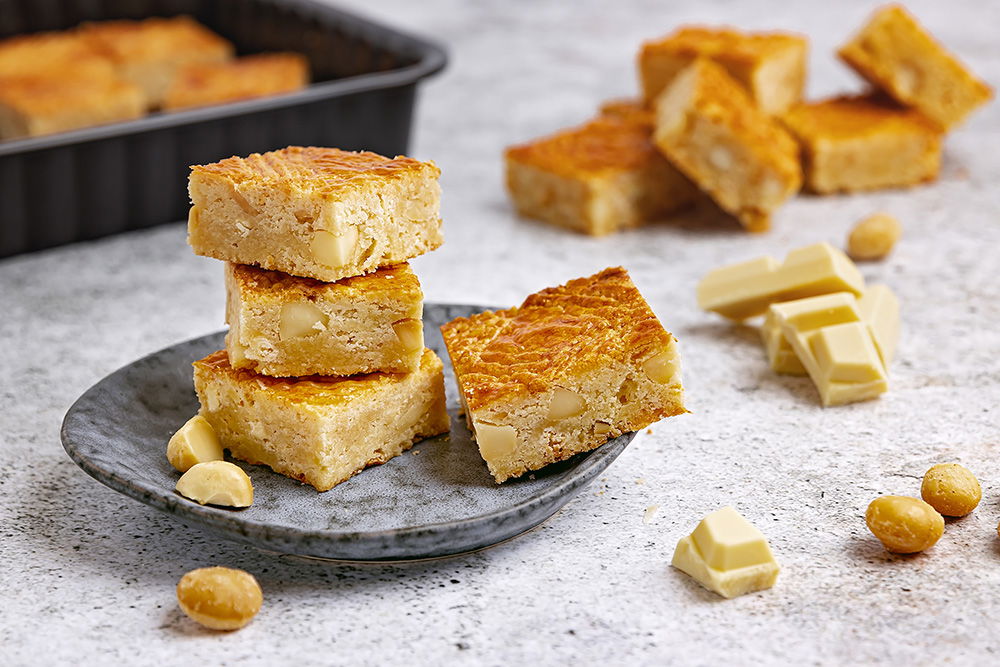 Witte Chocolade Macadamia Boterkoek