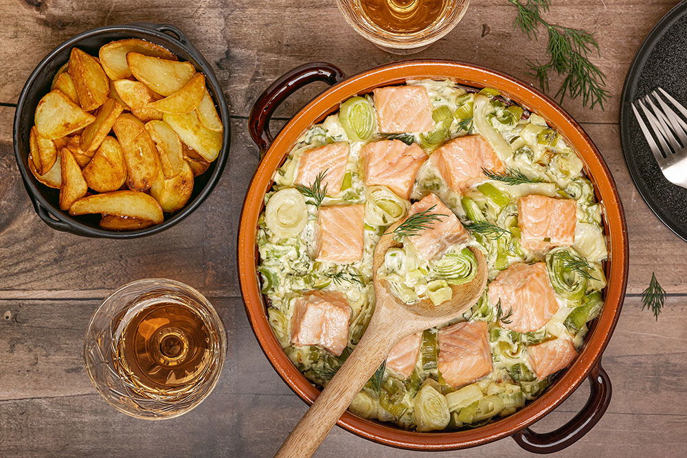 Zalm Preischotel Met Gebakken Aardappelen