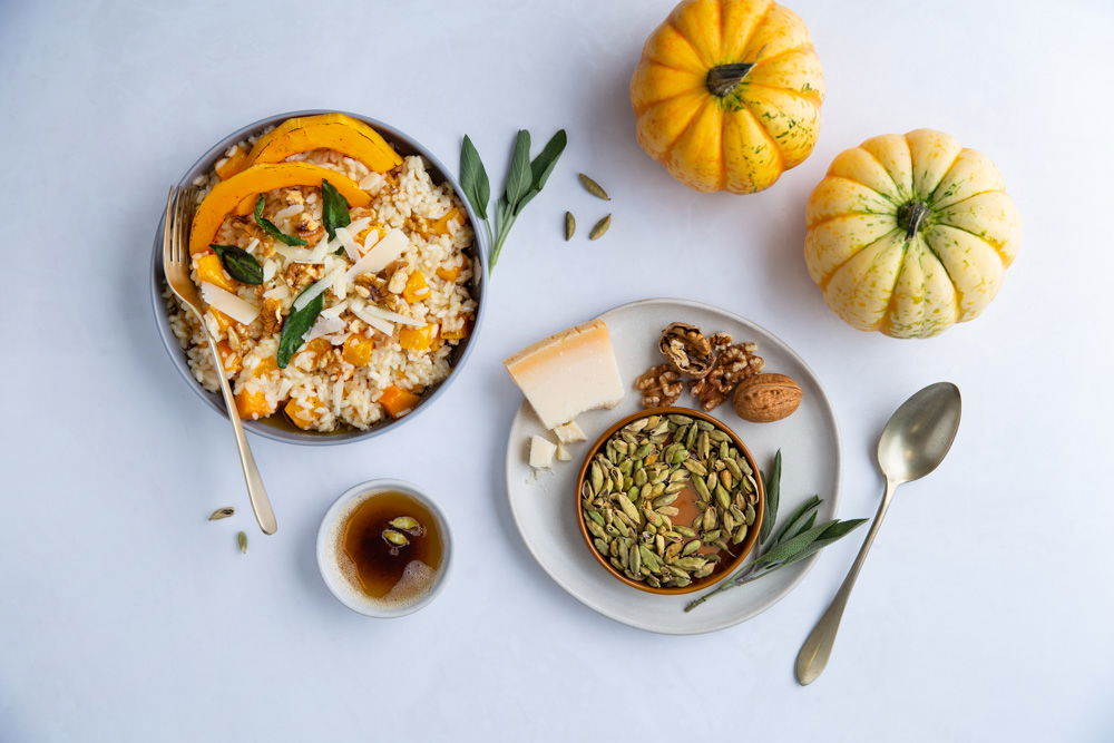 Kardemom Peulen (heel) Pompoen Kardemom Risotto Met Salie En ‘burned’ Kardemom Boter (1)