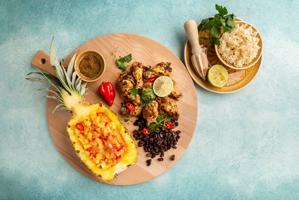 PS Jamaican Jerk Jamaican Jerk Kipdrumsticks Met En Ananassalsa En Kokos Rijst (1)