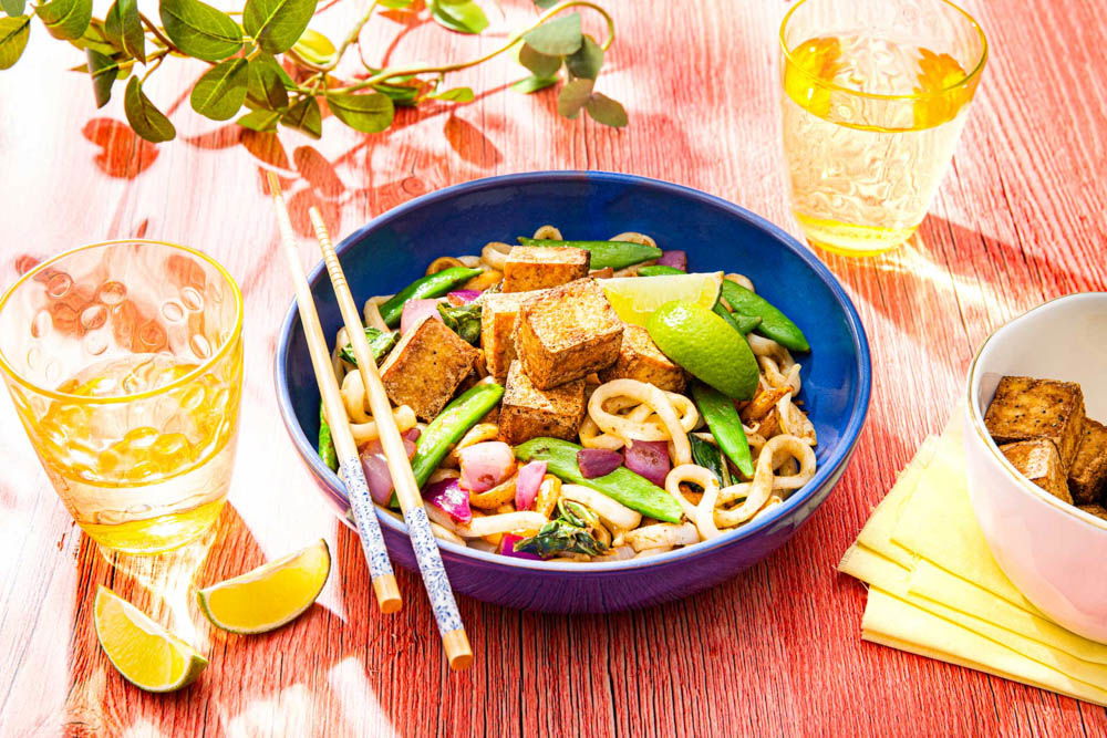 Thaise udon noedels met tofu