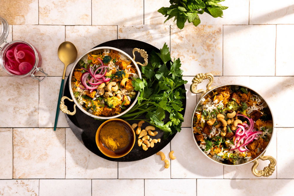 Biryani met broccoli en tempeh