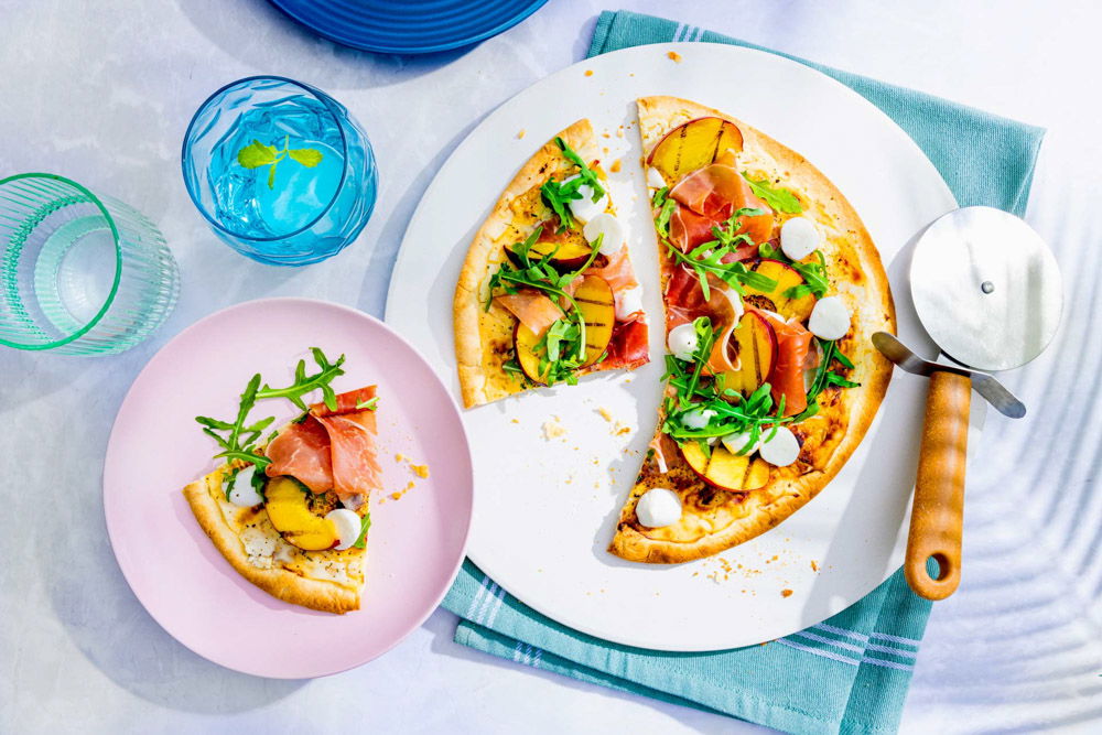 BBQ pizza met nectarines