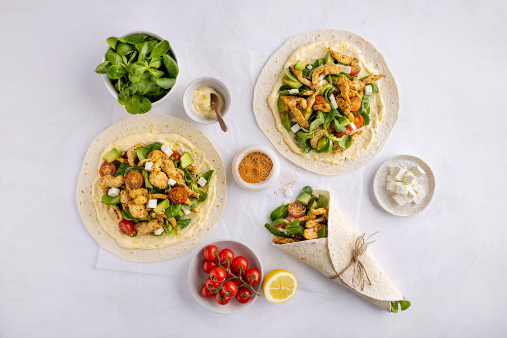 Wrap kip cajun met salade en citroenmayonaise