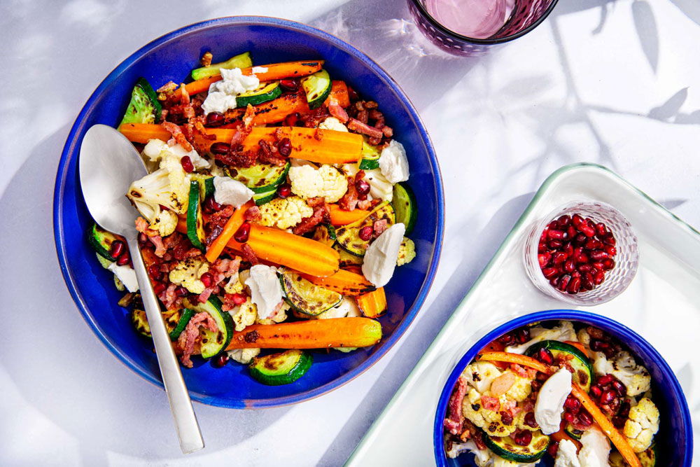 Geroosterde Groente Met Uitgebakken Spek