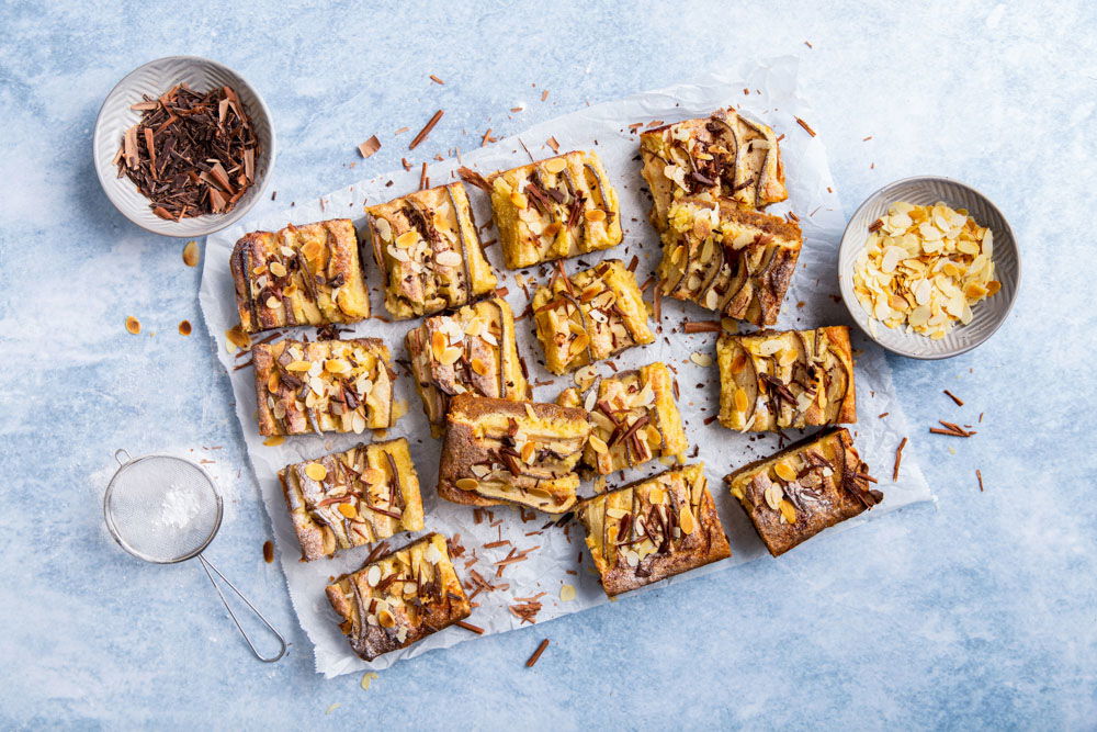 Speculaas plaatkoek met amandelspijs en peer