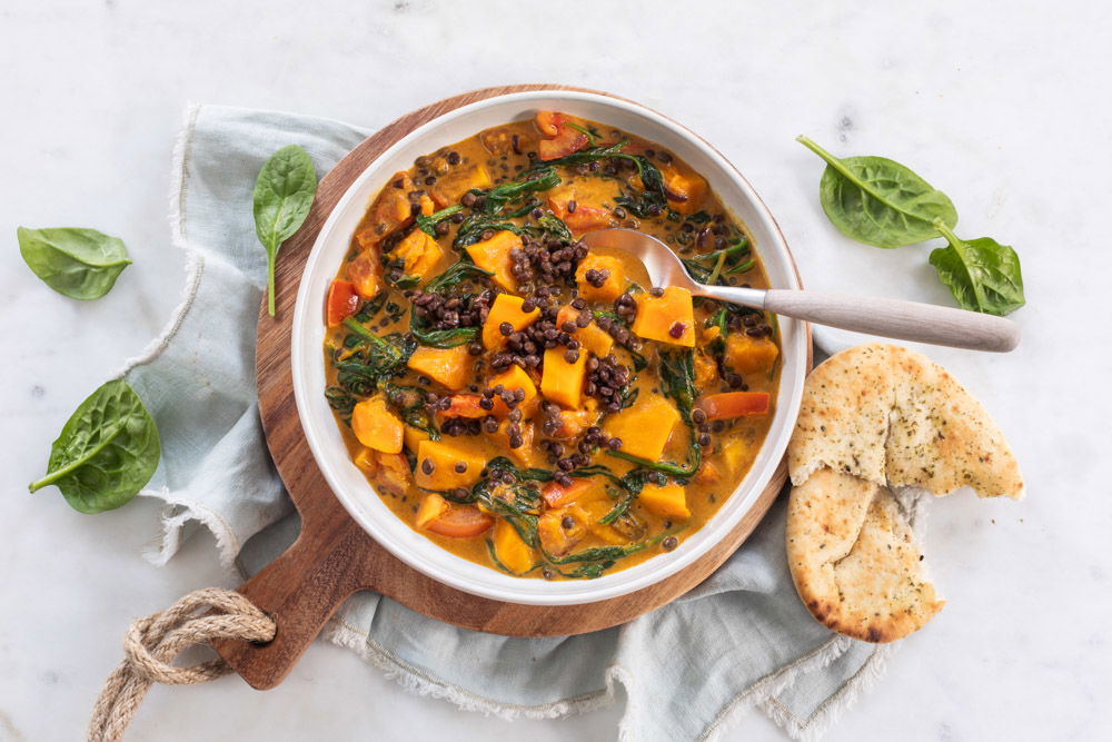 Curry met spinazie en HAK linzen