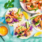 Tortilla’s met gemarineerde gamba’s