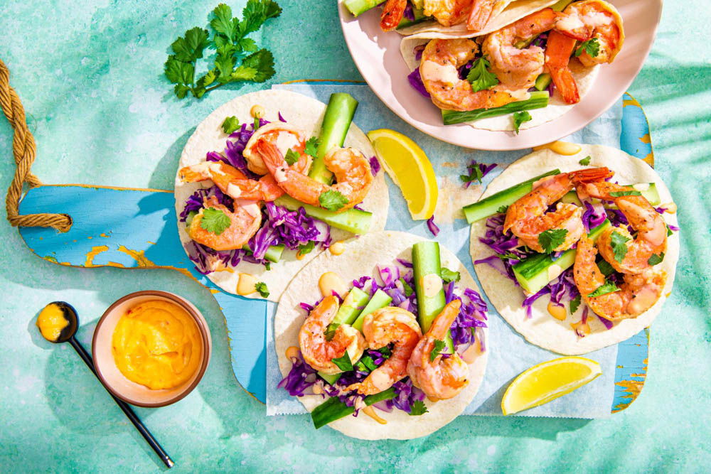 Tortilla’s met gemarineerde gamba’s