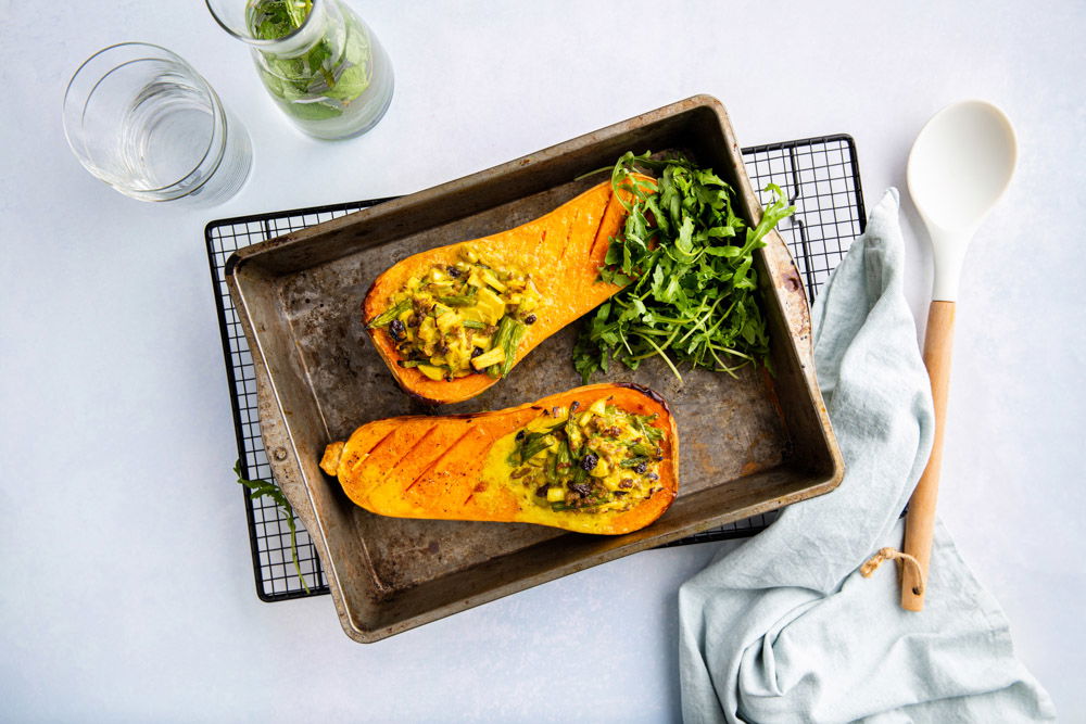 Geroosterde pompoen gevuld met bobotie